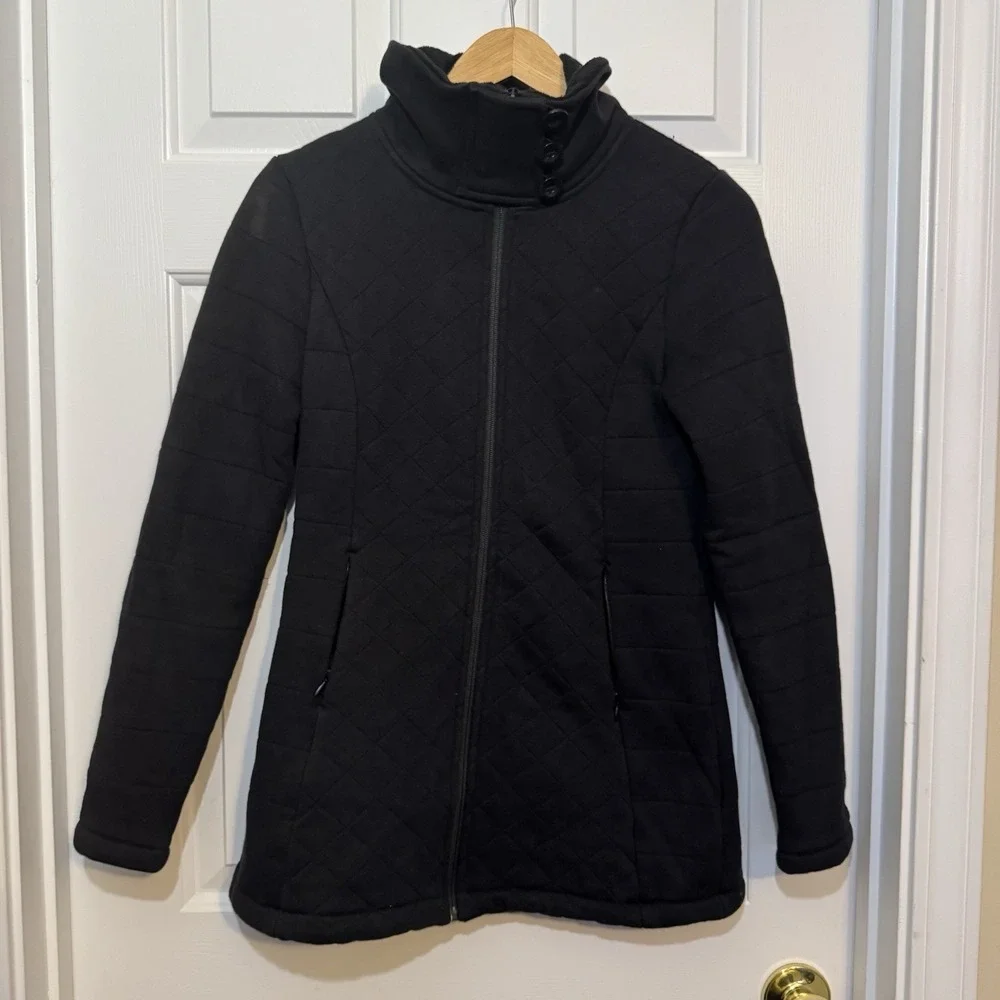 Womens The North Face Carolina Jacket Size Small Quilted‎ Fleece Lined Zip Black